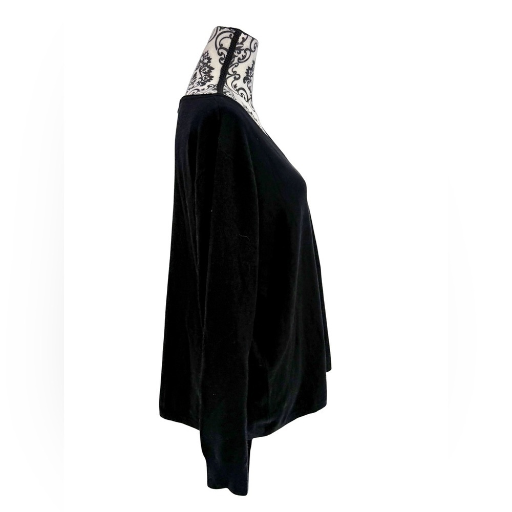 Milano Essential Black V-Neck Sweater 1X Plus Size Soft Lightweight Knit - Picture 3 of 10